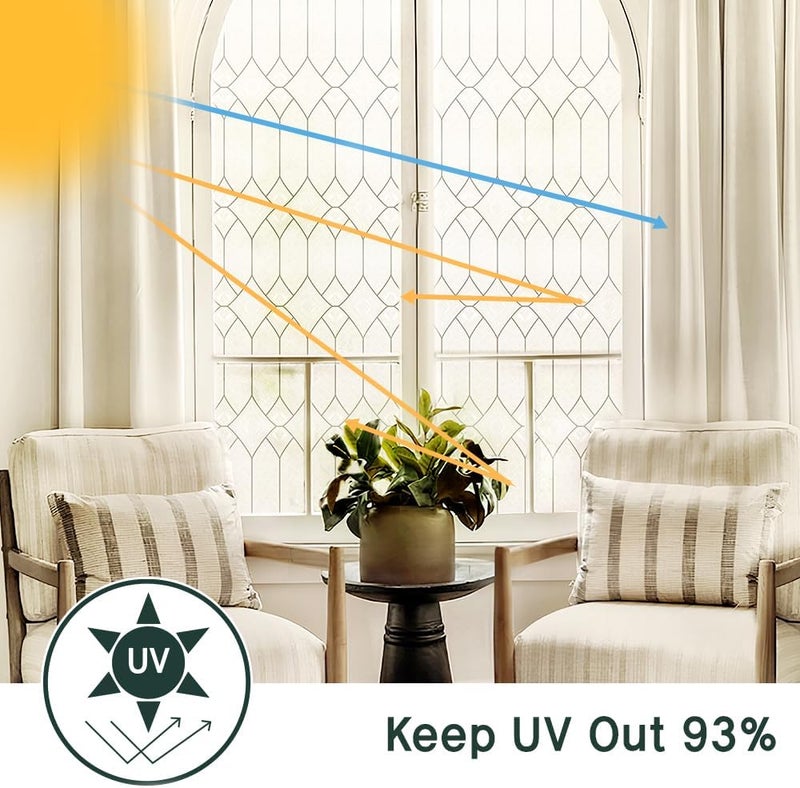 BEAUS TILE UNI Window Film Static Clings Non Adhesive 3D Stained Glass Window Decals UV Protection (New City Light, 37.4 x 24.4 Inch) - Image 2